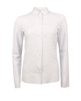 Camicia regular fit in esclusivo tessuto high performance Skinlike bianco a righe azzurre - New in Donna | Giemme BrandsCorporate