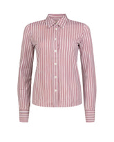 Camicia slim fit in tessuto high performance Skinlike bianco con esclusiva stampa a righe bordeaux - Camicie | Giemme BrandsCorporate