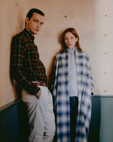 Regular fit long dress in pure cotton with light blue check pattern - Woman collection | Giemme BrandsCorporate