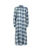 Regular fit long dress in pure cotton with light blue check pattern - Woman collection | Giemme BrandsCorporate
