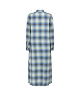 Regular fit long dress in pure cotton with light blue check pattern - Light blue | Giemme BrandsCorporate