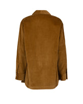 Over fit shirt-jacket with pockets and belt in ochre pure cotton corduroy - Hazelnut | Giemme BrandsCorporate