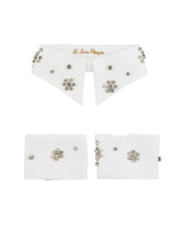 Detachable collar and cuffs in pure white cotton with cabochons - Woman collection | Giemme BrandsCorporate