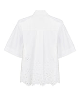 Regular-Fit Bluse mit halben Ärmeln aus elastischem weißen Baumwoll-Sangallo - Damen Last Chance | Giemme BrandsCorporate