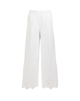 Lange Regular-Fit-Hose aus weißem elastischem Sangallo-Baumwollstoff - Damen Last Chance | Giemme BrandsCorporate