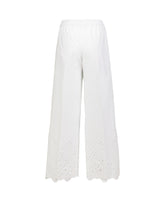 Lange Regular-Fit-Hose aus weißem elastischem Sangallo-Baumwollstoff - Damen Last Chance | Giemme BrandsCorporate