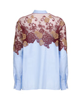 Camicia regular fit in puro cotone azzurro con inserto in pizzo a contrasto - Azzurro | Giemme BrandsCorporate