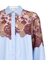 Camicia regular fit in puro cotone azzurro con inserto in pizzo a contrasto - Azzurro | Giemme BrandsCorporate