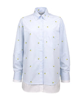 Camicia over fit con esclusivi ricami e dettagli in contrasto in puro cotone azzurro - Camicie | Giemme BrandsCorporate