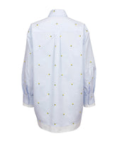 Camicia over fit con esclusivi ricami e dettagli in contrasto in puro cotone azzurro - Giallo | Giemme BrandsCorporate