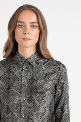 Pure silk shirt in exclusive grey animalier print - Grey | Giemme BrandsCorporate