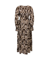 Overfit long dress in pure viscose with an exclusive brown floral print - Woman collection | Giemme BrandsCorporate