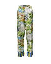 Pantaloni regular fit in pura seta con esclusiva stampa sui toni dell'azzurro - New in Donna | Giemme BrandsCorporate
