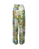 Pantaloni regular fit in pura seta con esclusiva stampa sui toni dell'azzurro - New in Donna | Giemme BrandsCorporate
