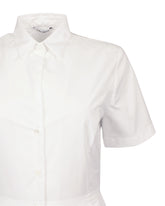 Midi-Chemisier-Regular-Fit-Kleid aus elastischer Baumwolle in Weiß - Weiß | Giemme BrandsCorporate