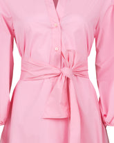 Kleid mit Taillengürtel, gefertigt aus einem elastischen Baumwollgarn, exklusiv für Caliban in einfarbigem Rosa - Rosa | Giemme BrandsCorporate