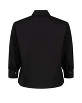 Boxy fit shirt with bib and three-quarter sleeves, made from black stretch cotton - Woman Shirts | Giemme BrandsCorporate