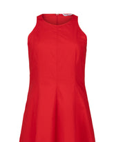 Sleeveless dress with a halter neckline, made from exclusive red cotton poplin - Red | Giemme BrandsCorporate