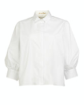 Boxy-Fit-Hemd mit Dreiviertelärmel aus weißer elastischer Baumwolle - Damen Last Chance | Giemme BrandsCorporate