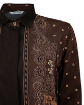 Boxy fit shirt in viscose and silk with exclusive brown foulard print - Brown | Giemme BrandsCorporate