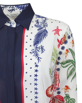 Camicia slim fit in viscosa e seta con esclusiva stampa a foulard sui toni del blu - Blu | Giemme BrandsCorporate