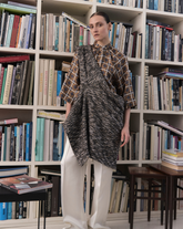 Over fit shirt jacket with pockets and belt in grey bouclé wool - Woman collection | Giemme BrandsCorporate