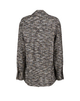 Over fit shirt jacket with pockets and belt in grey bouclé wool - Grey | Giemme BrandsCorporate