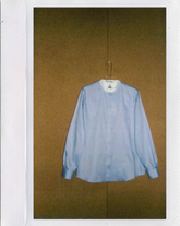 Camicia sartoriale regular fit in puro cotone azzurro con collo coreana - 