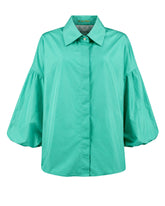Regular fit shirt with open neckline and wide sleeves in polyester with an exclusive green dye - New In Le Sarte Pettegole | Giemme BrandsCorporate