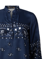 Abito regular fit modello caftano in pura seta con esclusiva stampa bandana sui toni del blu - Blu | Giemme BrandsCorporate