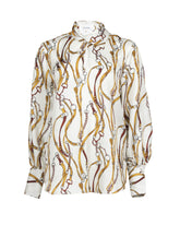 Camicia regular fit con sciarpa in pura seta con esclusiva stampa sui toni del beige - Le Sarte Pettegole - New in | Giemme BrandsCorporate