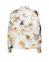 Boxy fit shirt with scarf in pure silk with an exclusive beige print - Beige | Giemme BrandsCorporate