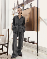 Wide-leg pants in grey wool - Woman collection | Giemme BrandsCorporate