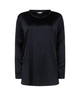 Regular fit top in garment dyed black stretch silk - Woman collection | Giemme BrandsCorporate