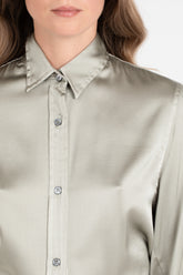 Camicia in seta stretch tinta in capo grigia - Caliban Donna | Giemme BrandsCorporate