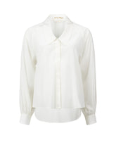 Camicia boxy fit con collo lungo e scollo aperto in seta elasticizzata bianca - Le Sarte Pettegole - New in | Giemme BrandsCorporate