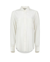 Over-Fit-Hemd mit aufgesetzten Taschen aus weißer elastischer Seide - Damen Last Chance | Giemme BrandsCorporate