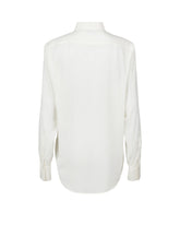 Over-Fit-Hemd mit aufgesetzten Taschen aus weißer elastischer Seide - Damen Last Chance | Giemme BrandsCorporate