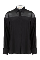 Camicia sartoriale in seta elasticizzata nera con accessori in metallo - Donna | Giemme BrandsCorporate