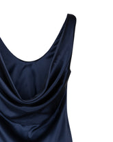 Slim fit long dress with draping in blue stretch silk - Blue | Giemme BrandsCorporate