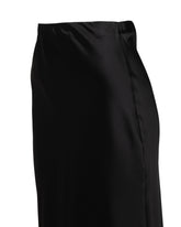 Gonna midi regular fit in raso di seta elasticizzata nera - Nero | Giemme BrandsCorporate