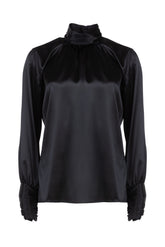 Blusa a collo alto in seta stretch nera - Complete the look | Giemme BrandsCorporate