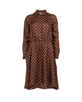 Kleid in Regular Fit aus reiner brauner Seide mit exklusivem Puder-Punkt-Muster - Caliban Damen | Giemme BrandsCorporate