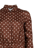 Abito regular fit in pura seta marrone con esclusiva stampa a pois color panna - Marrone | Giemme BrandsCorporate