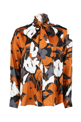 Orange exclusive pattern pure silk shirt with tone on tone scarf - New In Le Sarte Pettegole | Giemme BrandsCorporate