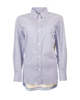 Camicia regular fit in cotone elasticizzato bianco a righe blu con foulard in seta - New in Donna | Giemme BrandsCorporate