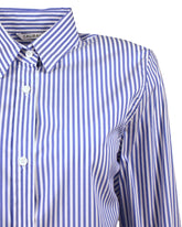 Camicia regular fit in cotone elasticizzato bianco a righe blu con foulard in seta - Azzurro | Giemme BrandsCorporate