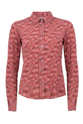 Camicia in tessuto high performance Skinlike in esclusiva stampa sui toni del bordeaux - Donna | Giemme BrandsCorporate