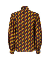 Camicia regular fit con sciarpa in pura seta con esclusiva stampa geometrica ocra e bordeaux - Le Sarte Pettegole | Giemme BrandsCorporate