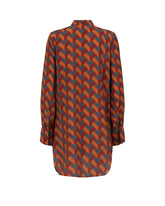 Oversize-Hemd aus reiner Seide mit exklusivem geometrischem Druck in Orangetönen - Le Sarte Pettegole New In | Giemme BrandsCorporate